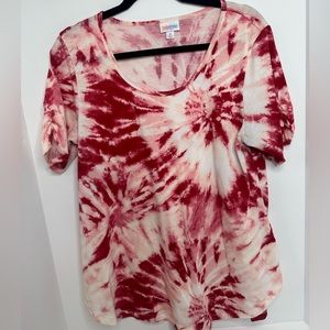 Lularoe Morgan, pinks, reds and soft creamy white tie-dye